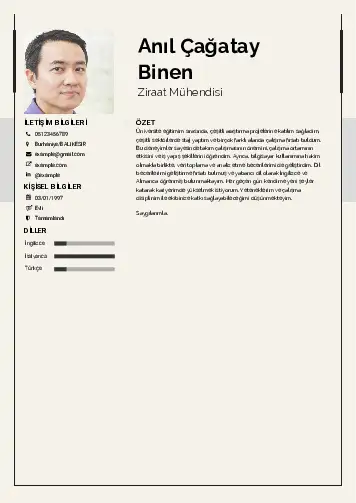 Ziraat Mühendisi Cv Örnekleri cv indir